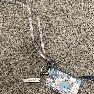 Floral Key & Card Holder - Blue and Cream